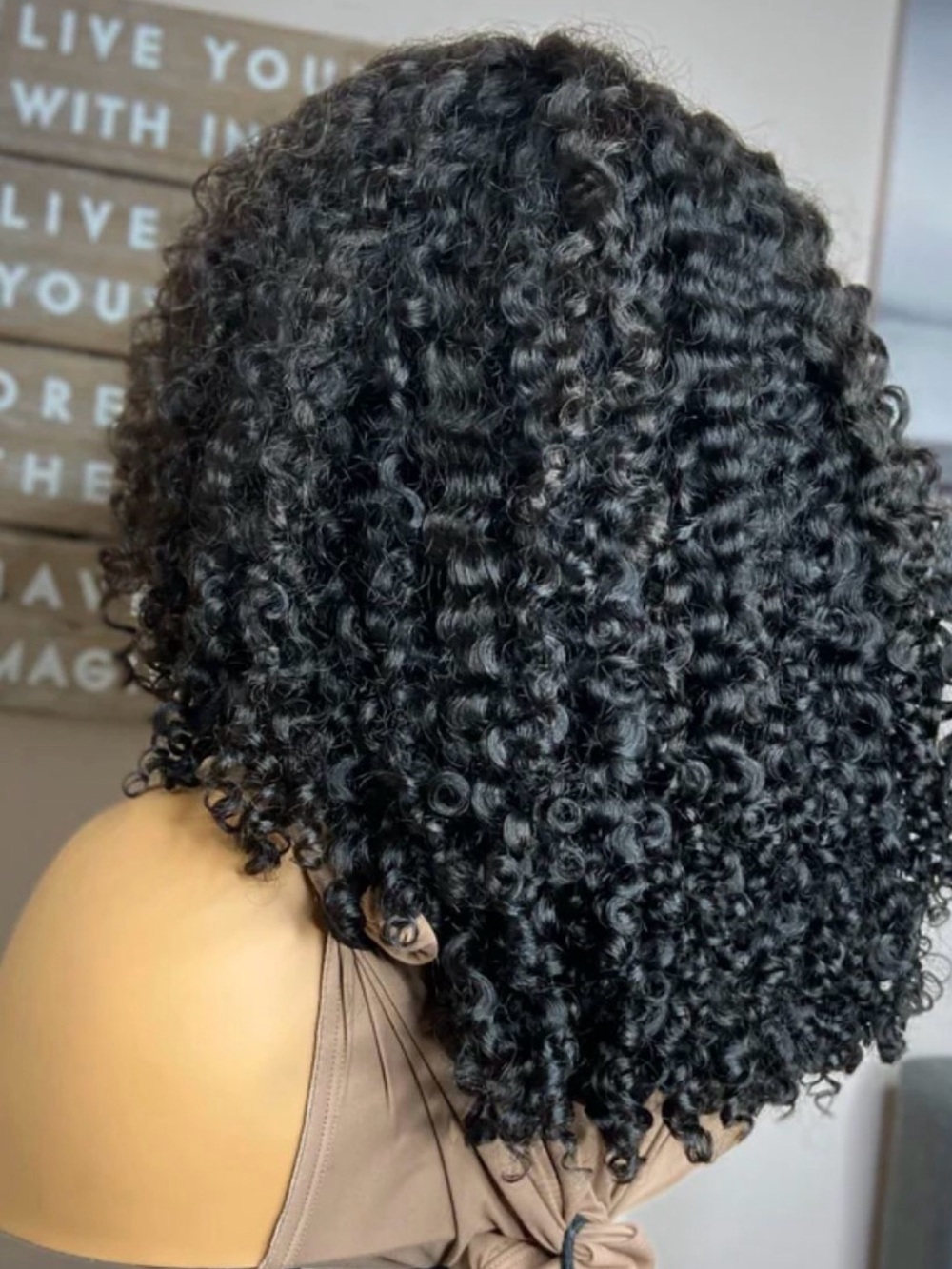 Natural Black Curly/Coily Wig - Luxurious Volume